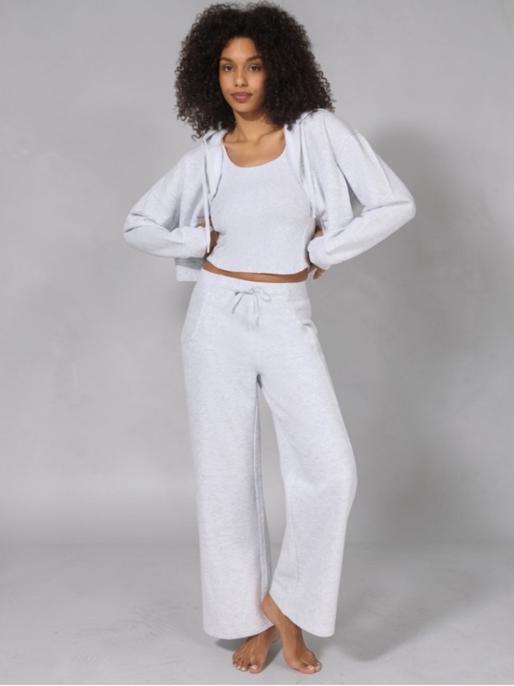 Yogalicious Light Gray 3-Piece Fleece Set